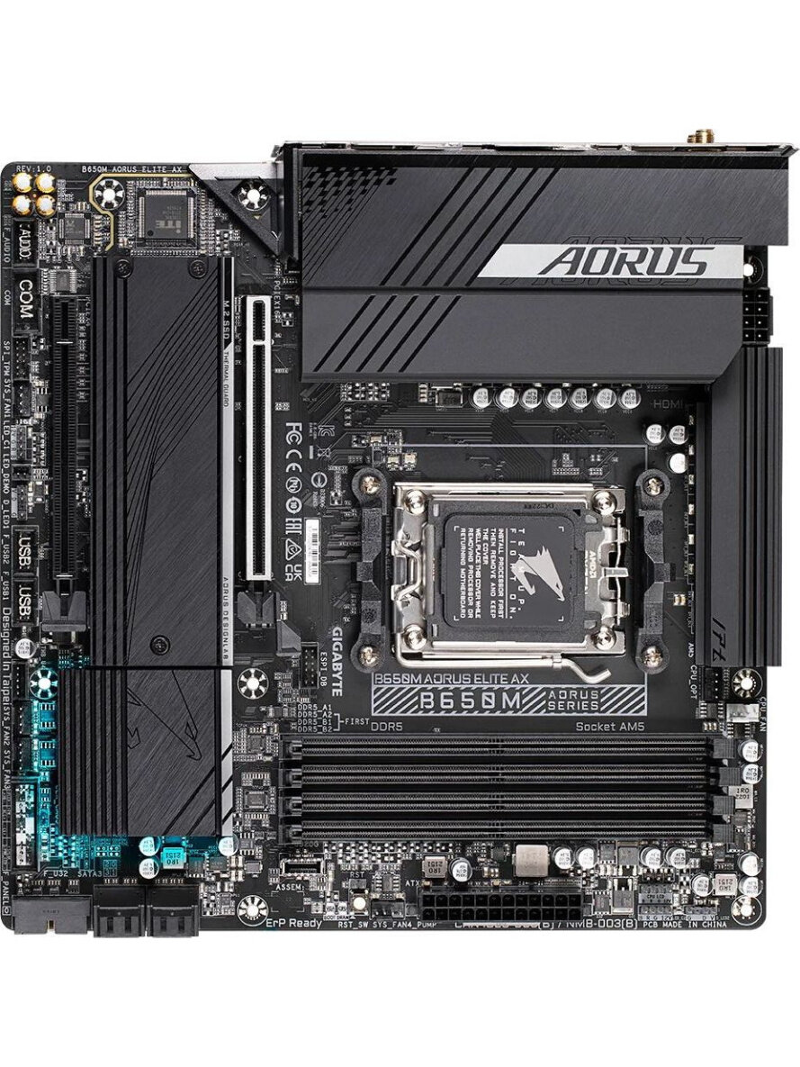 Материнская плата Gigabyte B650M AORUS ELITE AX, SocketAM5, AMD B650, mATX