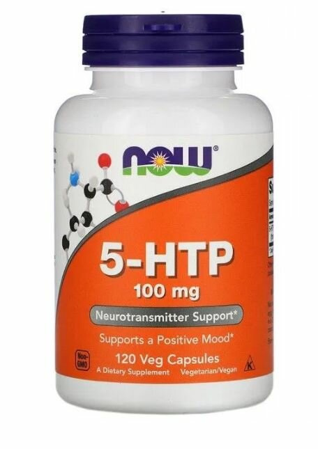 5 HTP 100 мг 120 vcaps, NOW 5-HTP, Источник серотонина, Для нервной системы, При нарушении сна