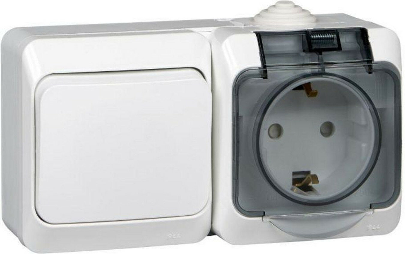 Розетка Systeme Electric Этюд BPA16-241B IP44 белая пластик