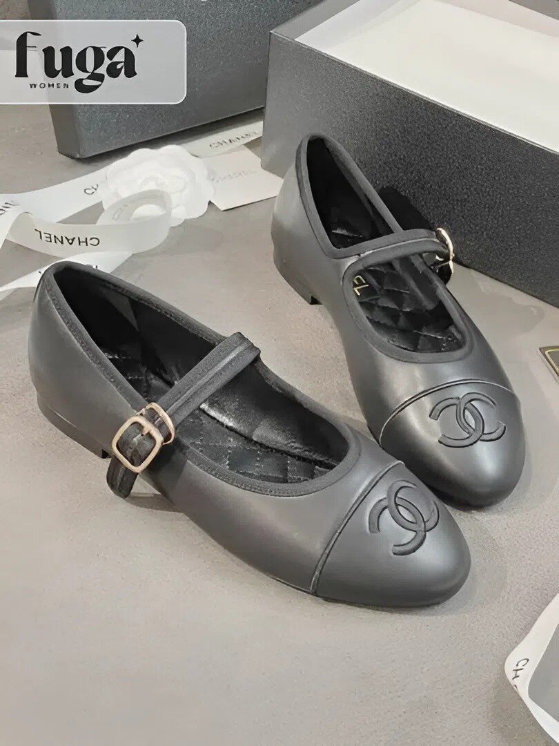 Туфли Chanel линейка, размер 40, серый
