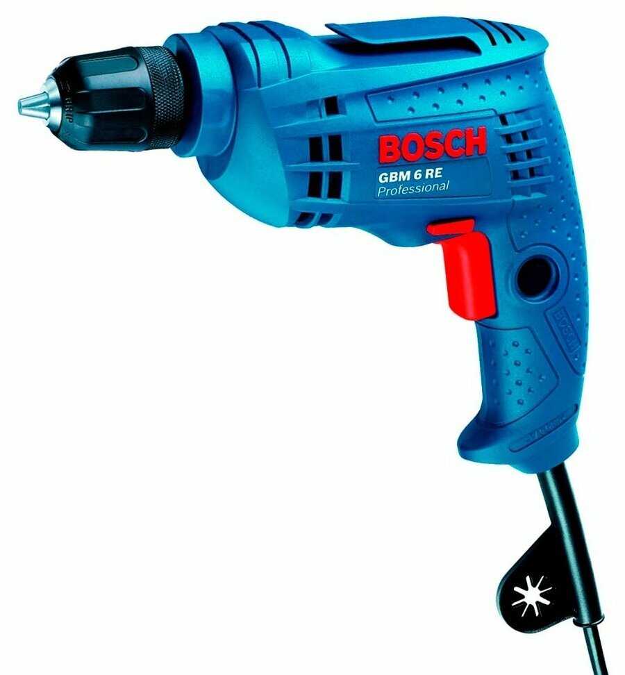 Дрель Bosch электрическая GBM 6 RE сетевая безударная синяя 12.3Нм 4000об/мин 350Вт / инструменты