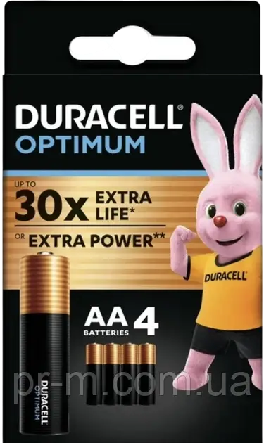 Батарейки Duracell "OPTIMUM", АА, 4 шт, в упаковке ORIGINAL