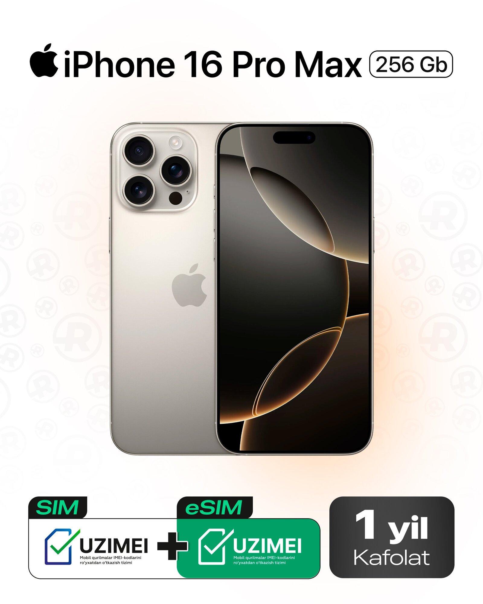 Смартфон Apple iPhone 16 Pro Max, 256GB, Natural Titanium, AMOLED