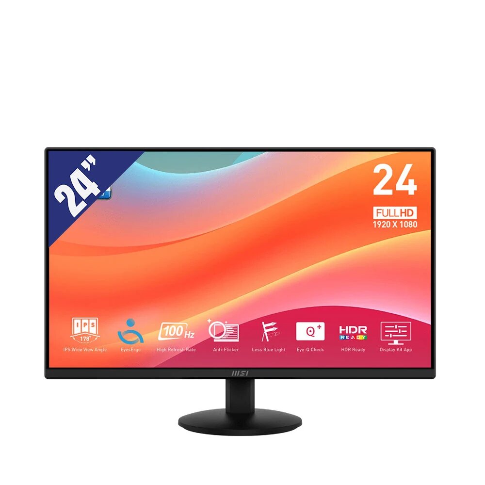 MSI PRO MP242L 23.8" IPS монитор, 100 Гц, HDMI, DP, Audio 3.5 мм, черный