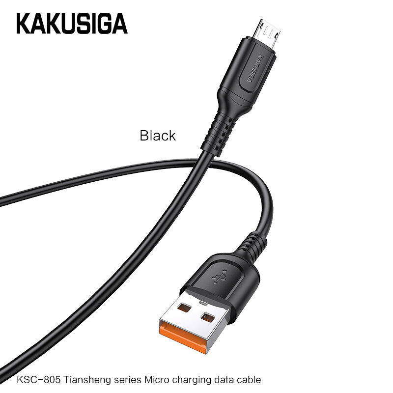 Кабель USB KAKUSIGA KSC-805 Micro V8 для зарядки и синхронизации, черный, 1м
