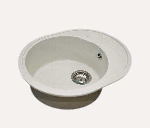 Изображение товара Мойка кухонная GranAlliance G-33, искусственный камень, белая, овальная, 57,5х46,5 см