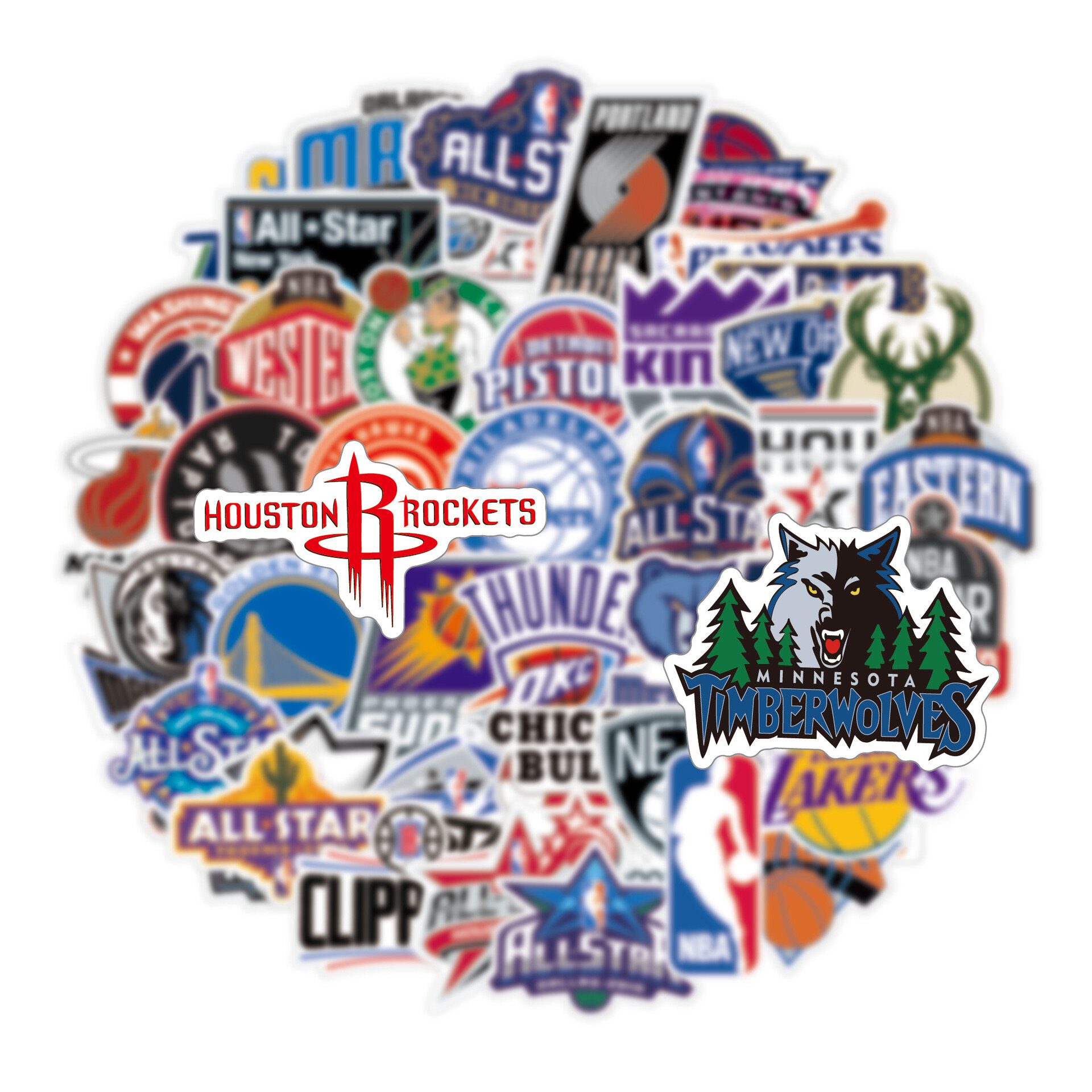 Наклейки для декора, телефона, ноутбука набор 50 шт, более 10 видов, NBA