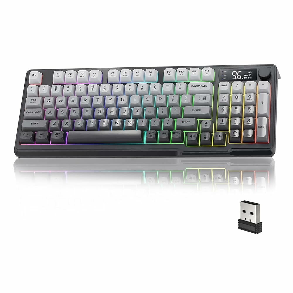 Игровая клавиатура FREEWOLF T96, беспроводная клавиатура со смарт-экран, moonlight night
