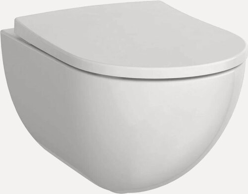 Изображение товара Унитаз подвесной Geberit Acanto с микролифтом, безободковый, без бачка, фарфоровый, белый, глянцевый, овальный, сиденье для унитаза в комплекте