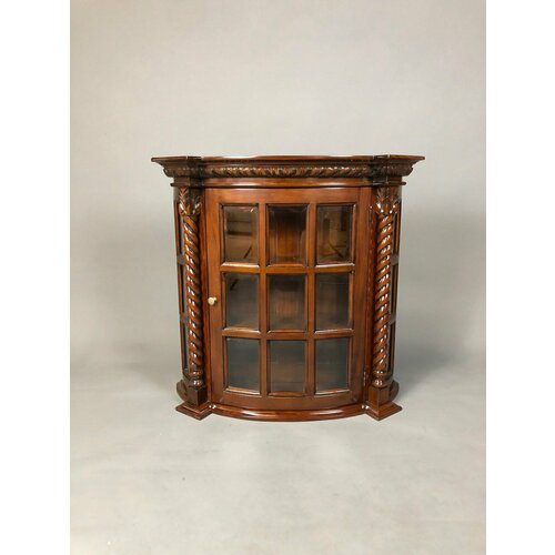 фото Витрина навесная domkorleone из красного дерева (mahogany wood) с полками и стеклянным фасадом, цвет орех hp(коричневый) дом корлеоне