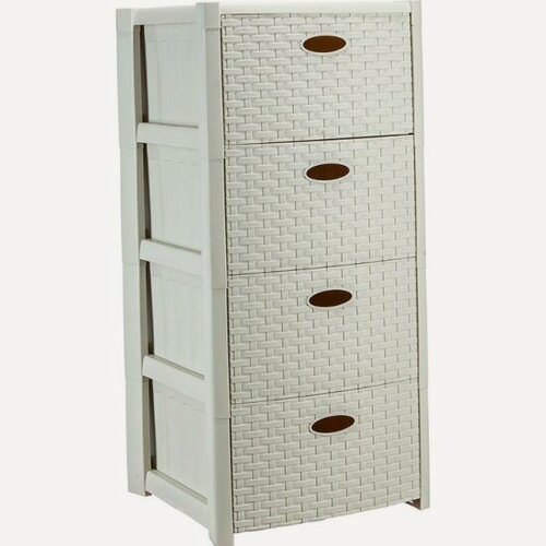 Изображение товара Комод Idea стиль ротанг (4 секции) М 2736 белый ротанг