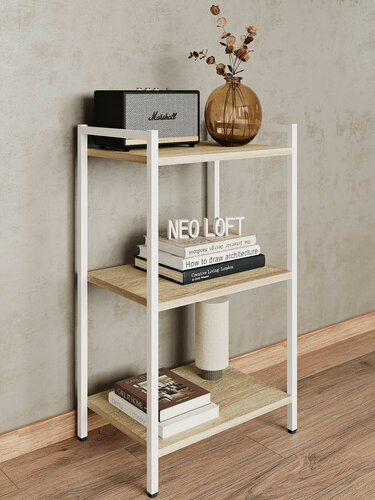 Изображение товара Стеллаж металлический напольный в стиле лофт, этажерка, 49х34х84 см