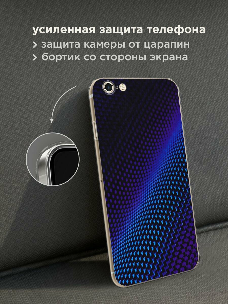 Чехол на Apple iPhone 6 Plus/6S Plus / Айфон 6 Плюс/Айфон 6С Плюс с принтом "Синий карбон" — фото 1