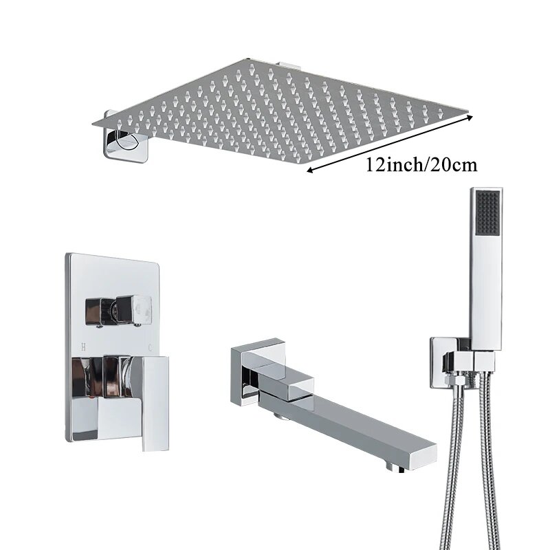 Смеситель для душа Suguword хромированный современный 3ways A 12inch