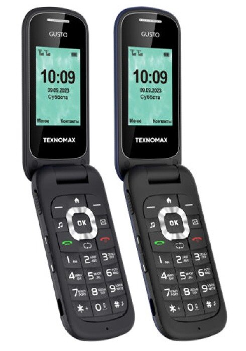 TEXNO MAX Gusto — раскладной телефон с камерой (две SIM-карты, USB-C) синий — фото 1