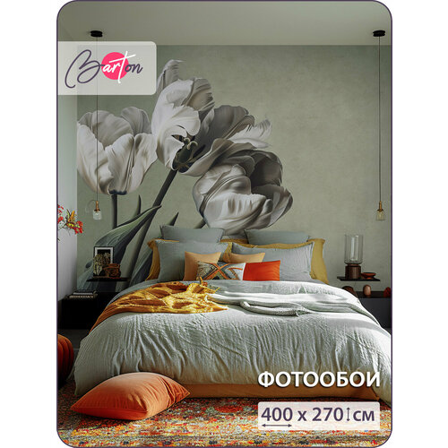 фото Фотообои на стену флизелиновые 3d цветы тюльпаны 400х270 см bartonwall f093-z barton wallpapers