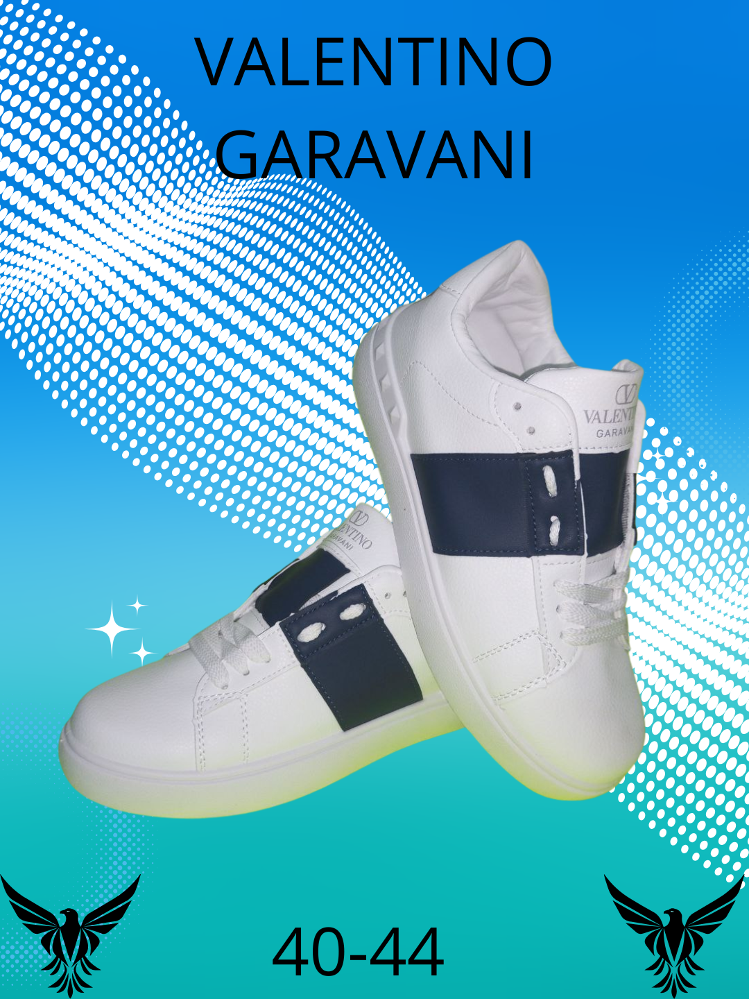 Кеды Valentino 520, размер 40-41-42-43-44,  white/black/vizired