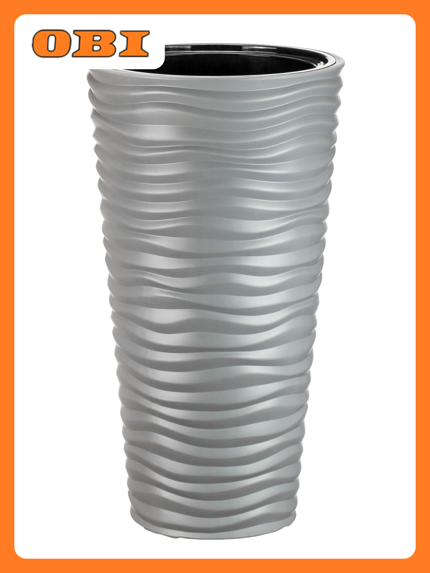 Кашпо IDEA Дюна керамика серый D34 H63 для улицы и дома