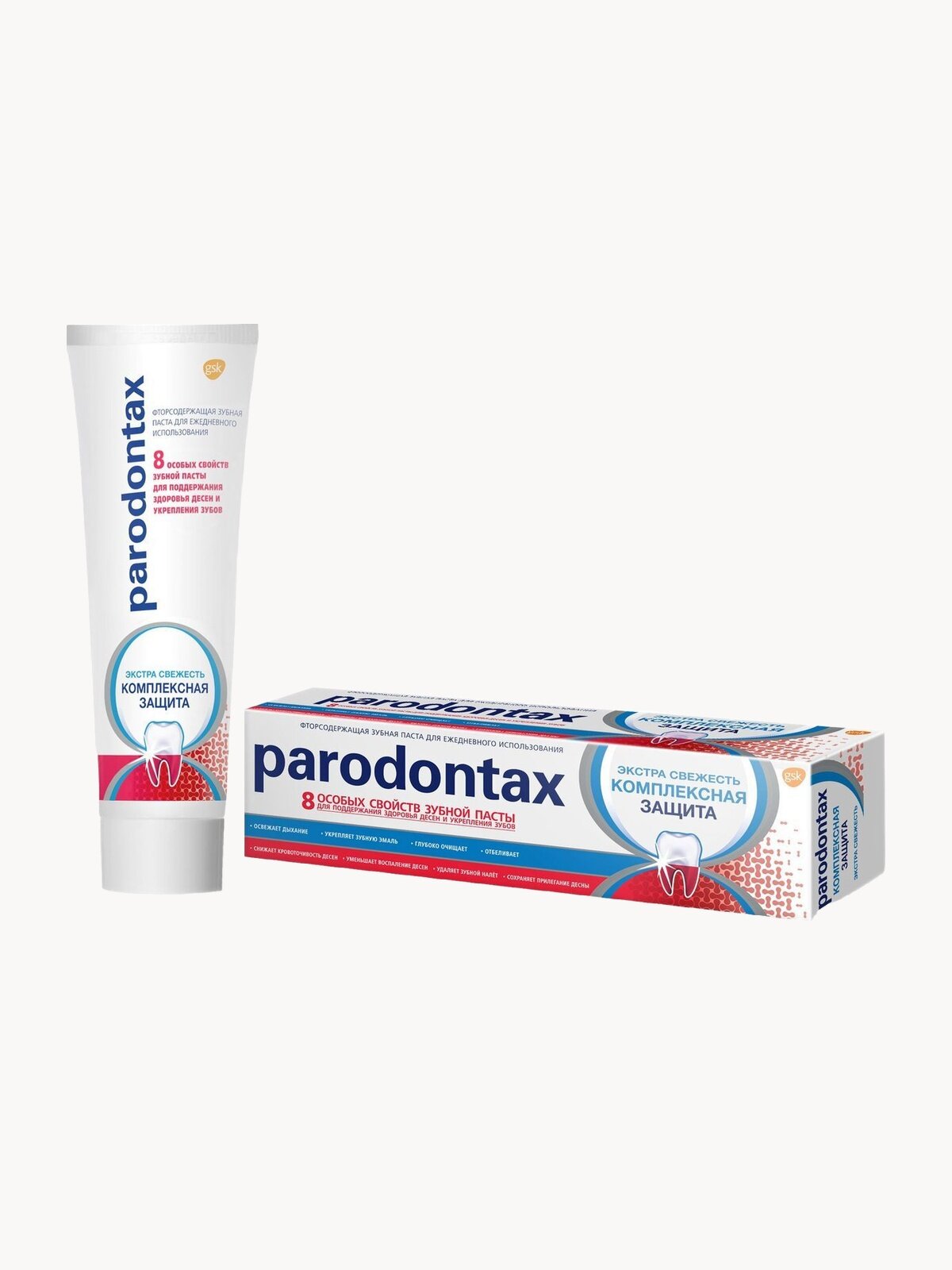 Зубная паста Parodontax Комплексная Защита Отбеливающая, 75мл 2шт | От воспаления и кровоточивости десен, с фтором