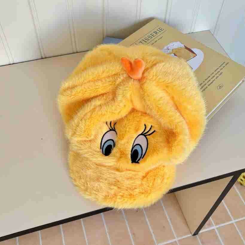 Новинка 2025 года, милая мультяшная плюшевая бейсболка с розовой уткой, осенне-зимняя пушистая бархатная восьмиугольная шапка