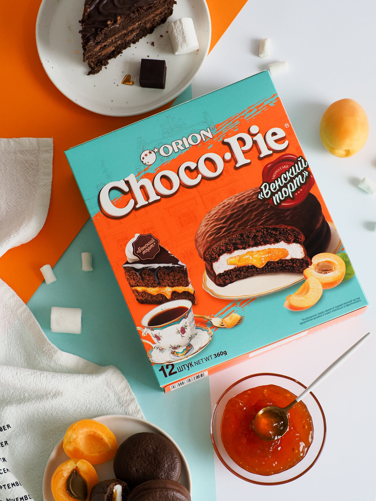 Пирожное Orion Choco Pie Венский торт абрикос суфле 360 г