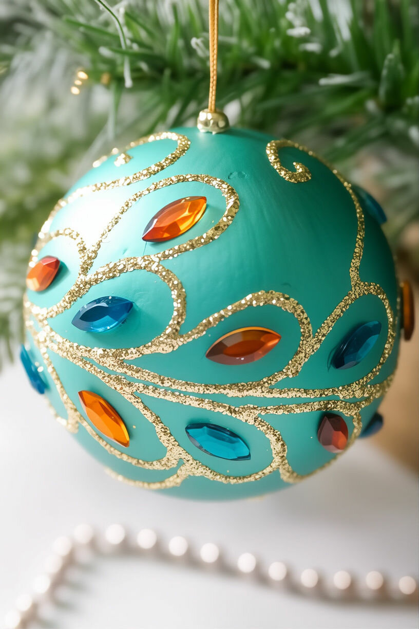 Ёлочный шар версальские сады, коллекция винтажный ШИК, полиэстер, бирюзовый, 13 см, Winter Deco 2007322