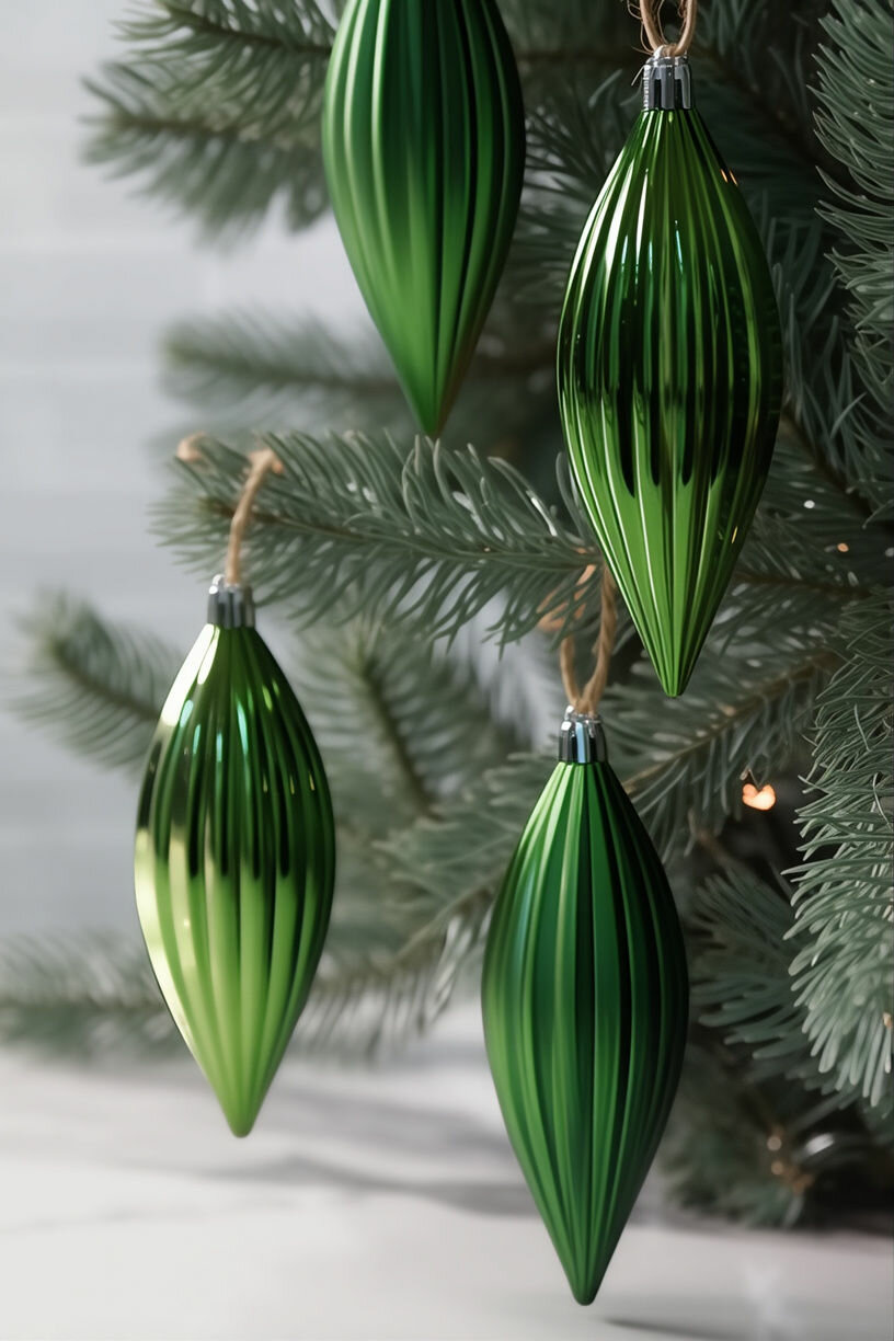 Набор ёлочных украшений сосульки элливаре, пластик, зелёный, 13 см, 4 шт, Winter Deco 2000021