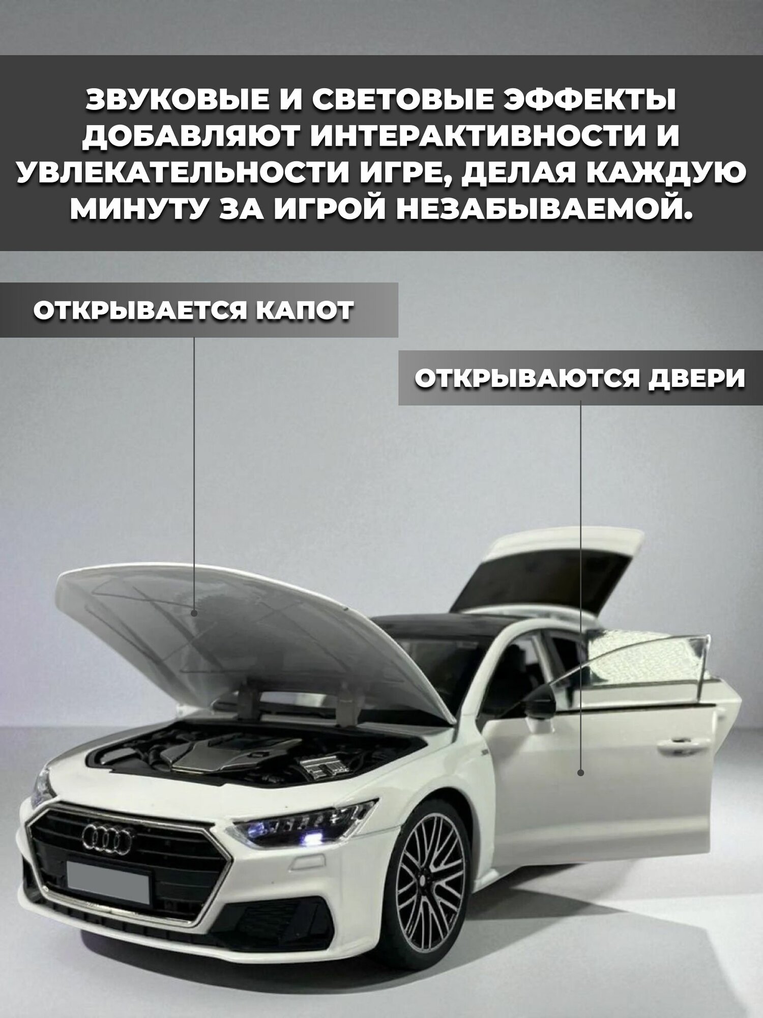 Модель машинки Audi A7 инерционная 1/24 белая — фото 1