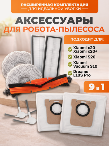 Изображение товара Комплект фильтров, щеток и тряпки для робота пылесоса Xiaomi X10+, S10+, S20+, X20, X20+, Mijia 1S Omni