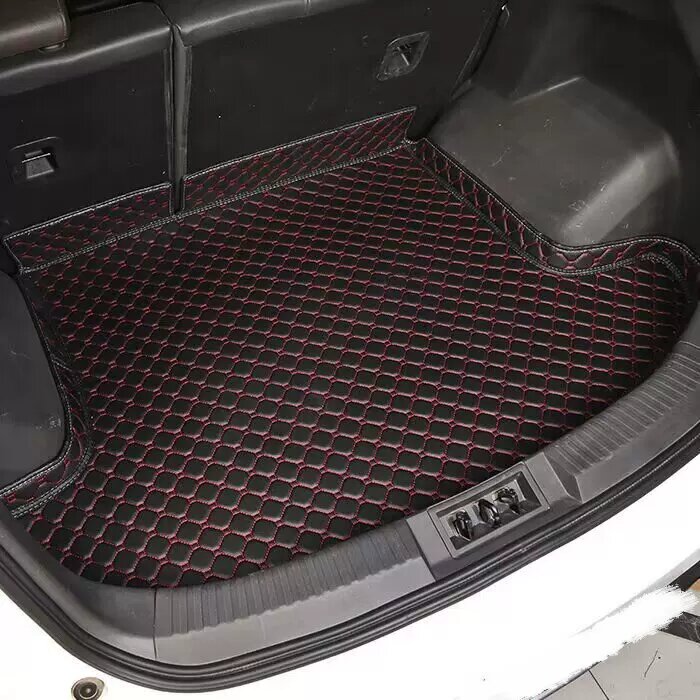 Citroen C5 2010-2019 Автомобильный коврик для багажника базового типа с высокими краями, черный с красным шитьем