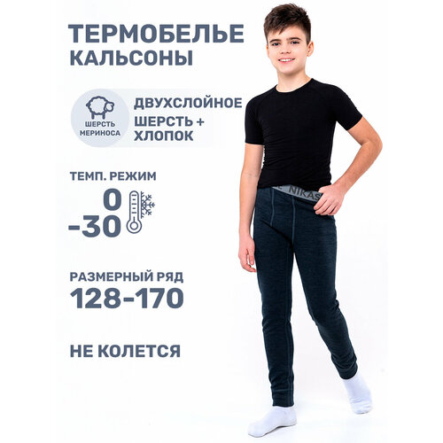 фото Кальсоны nikastyle, размер 128-64, синий меланж