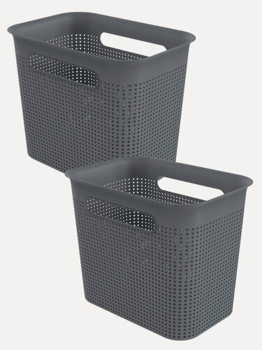 Изображение товара Набор корзин для хранения вещей, мелочей, универсальная, с ручками узкая, для ванной и гостинной Rotho Brisen 7 л, 2 шт.