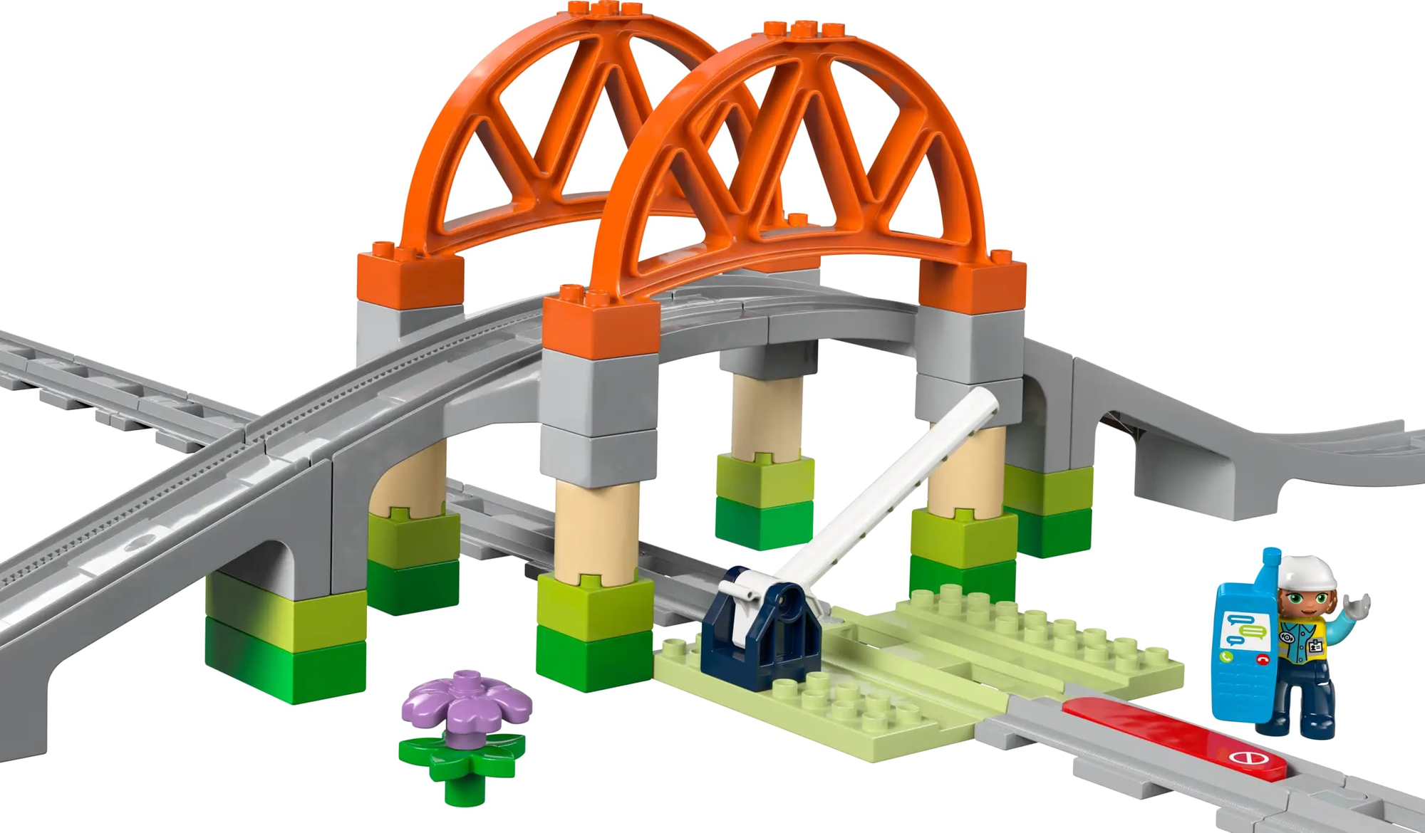 Конструктор LEGO DUPLO 10426 Набор для расширения ж/д моста с рельсами, 42 дет. — фото 1