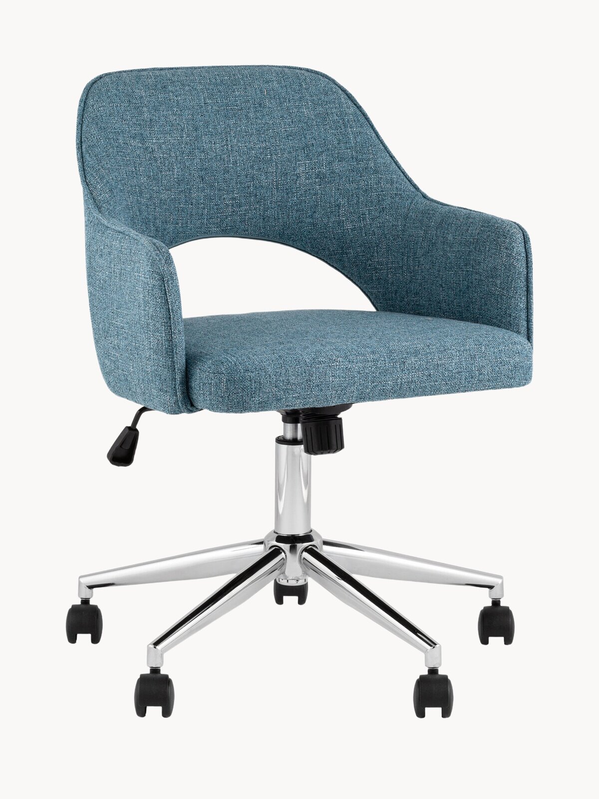 Компьютерное кресло Кларк, с подлокотниками, рогожка, хромированное, цвет синий