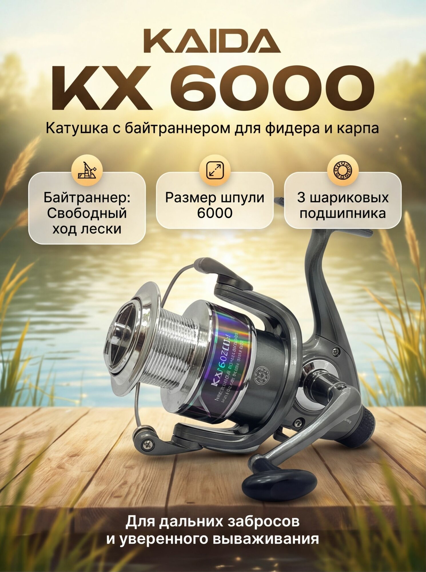 Безынерционная катушка с байтраннером Kaida KX6000