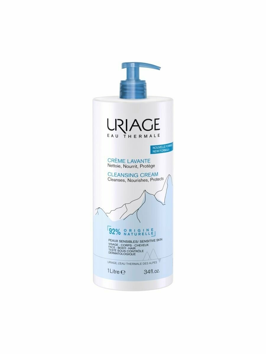 Крем для тела пенящийся очищающий помпа Uriage/Урьяж 1л Uriage Lab. FR - фото №5