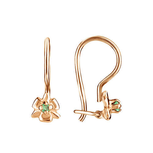 Серьги CORDE, серебро, 925 проба, золочение, изумруд, размер 15 мм, длина 1.5 см, зеленый, золотой