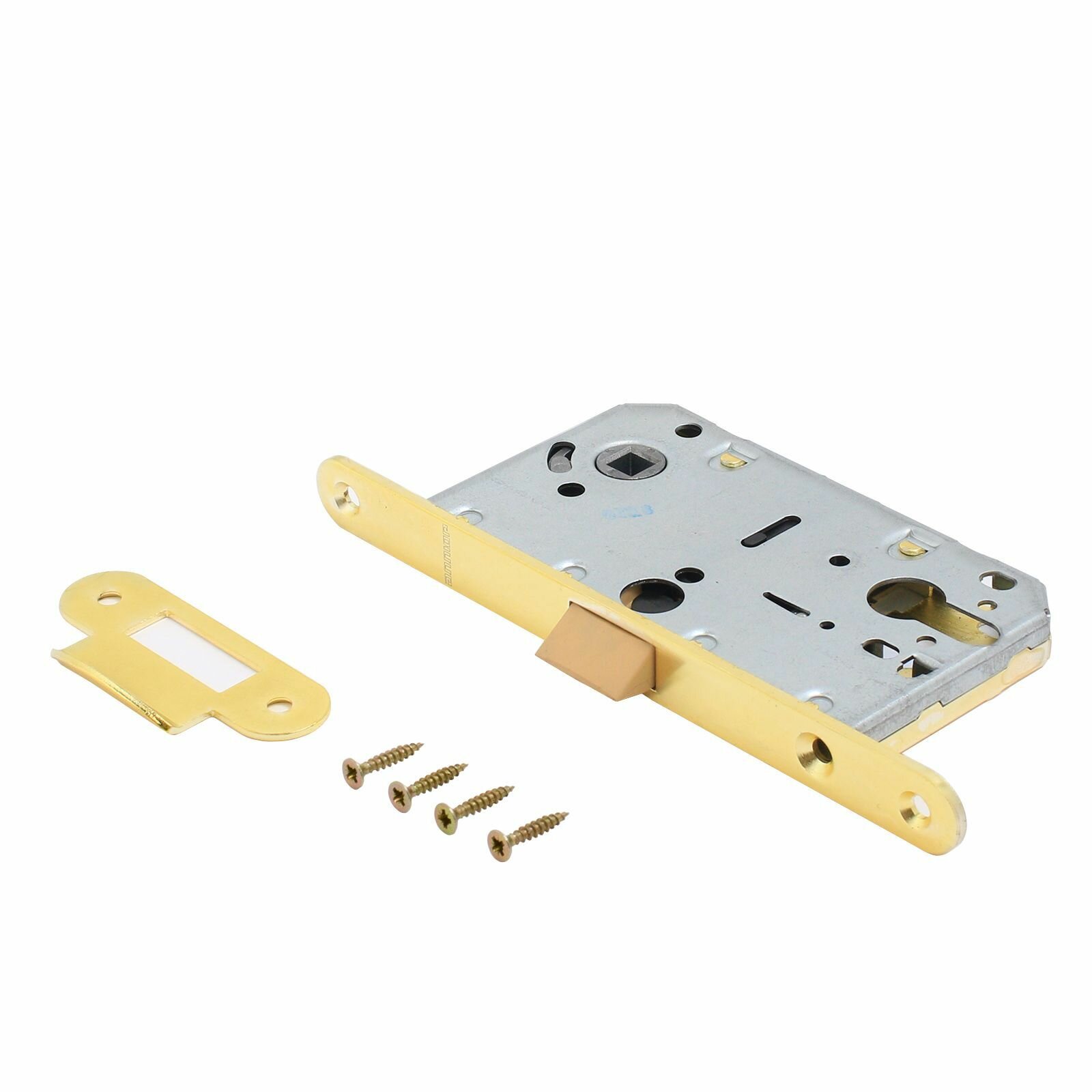 фото Врезной замок универсальный для межкомнатных дверей без личинки (цвет золото) аллюр АРТ PL 85-50 PB