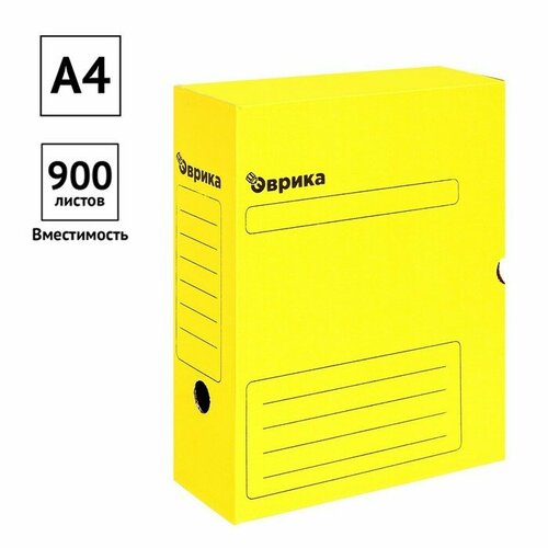 Короб архивный с клапаном А4 Calligrata, 100 мм, микрогофрокартон, до 900 листов, желтый короб архивный esselte boxy а4 картон 80 мм белый