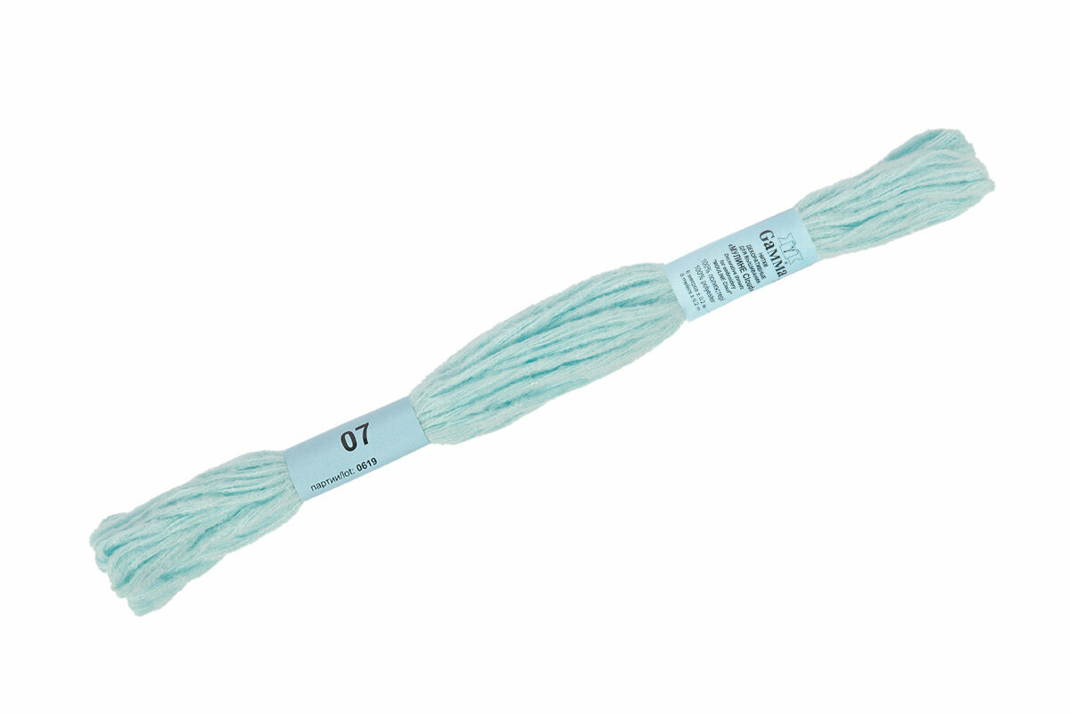 Мулине GAMMA CLOUD декоративные нитки для вышивания 6 метров, цвет 07 светло-голубой, 100% полиэстер, 1 штука.