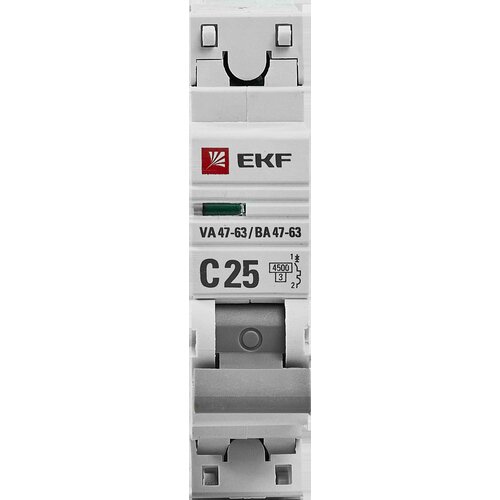 Автоматический выключатель EKF ВА47-63 1P C25 A 4.5 кА
