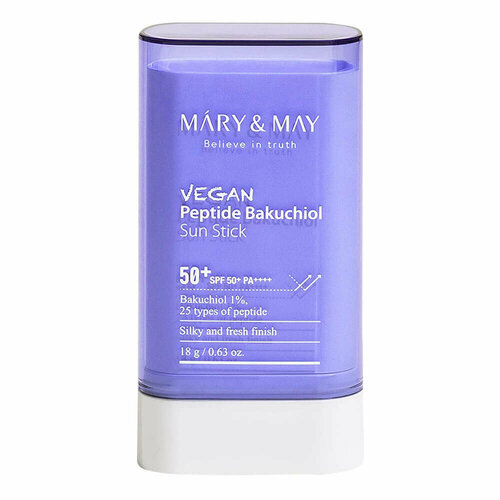 Стик солнцезащитный с бакучиолом и пептидами | Mary & May Vegan Peptide Bakuchiol Sun Stick SPF50+ PA++++ 18g