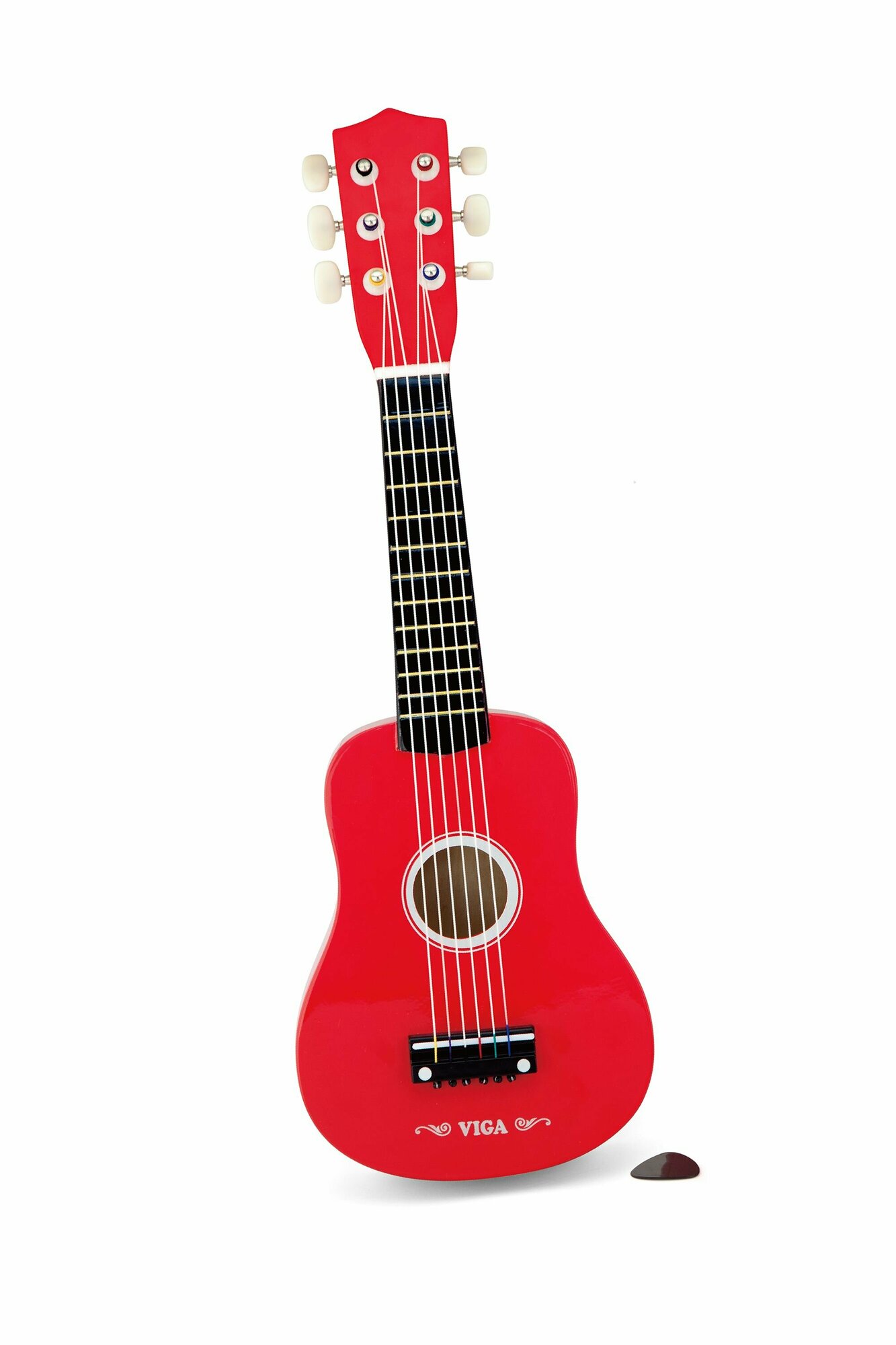 Детские музыкальные инструменты из дерева Viga Toys Гитара красная 50691
