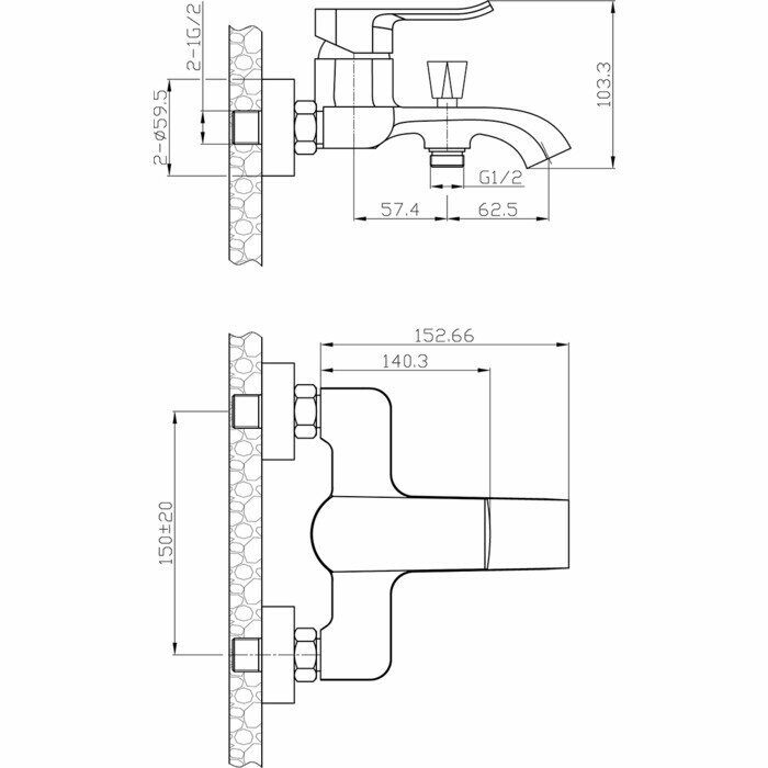 Смеситель для ванны с душем Agger Happy A0410000 Hoff - фото №9