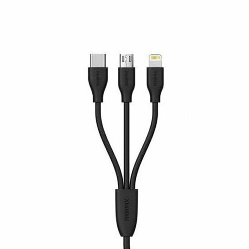 Универсальный кабель Lightning + Micro USB + Type-C 3 в 1, Remax Suda Data Cable RT-109th, черный