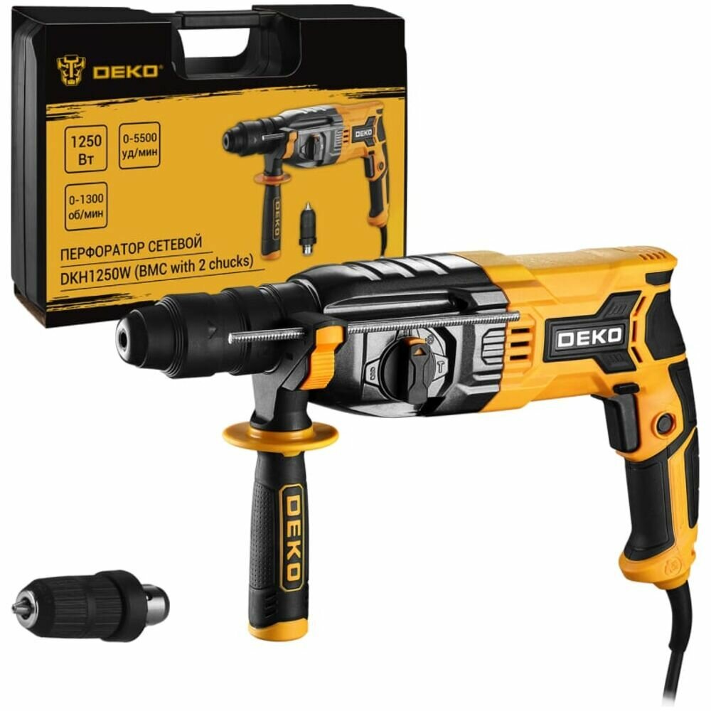 фото Перфоратор Deko DKH1250W в кейсе с дополнительным патроном 1250 Вт 063-4366