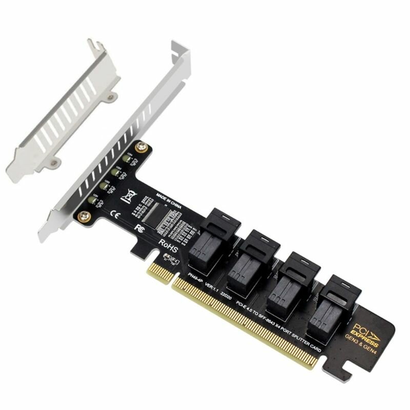 NGFF PCI-E 16X на 4 порта U.2 U2, разделенная плата расширения SFF-8639 NVME PCIE SSD-адаптер для материнской платы SFF-8643