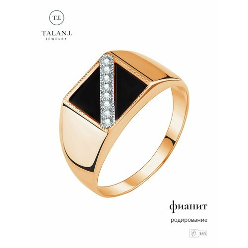 Печатка TALANT красное золото 585 проба родирование фианит размер 23 черный золотистый 42552₽