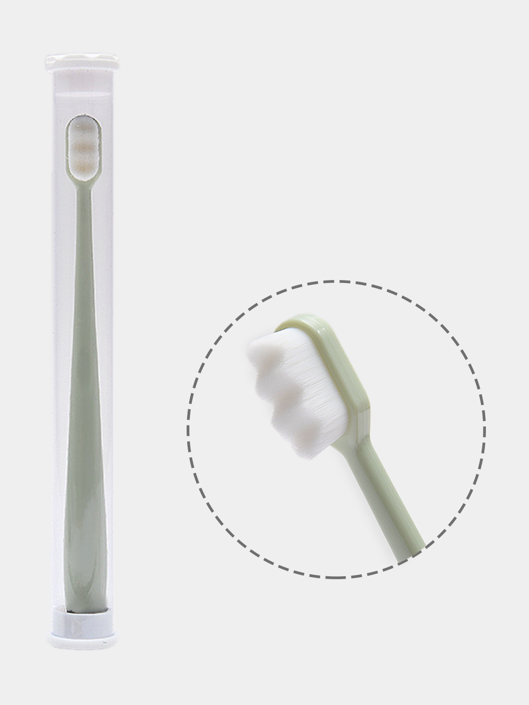 Мягкая зубная щётка с ультратонкой ребристой щетиной для чувствительных зубов и дёсен зеленая