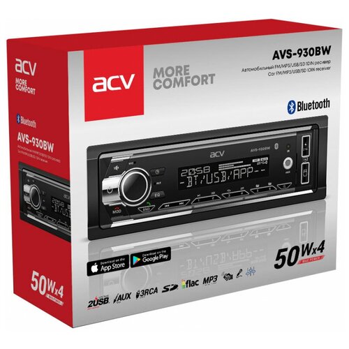 Автомагнитола ACV AVS-930BW 1DIN, 4x50 Вт